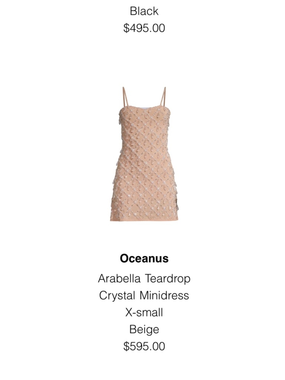 Arabella Teardrop Crystal Minidress in Beige